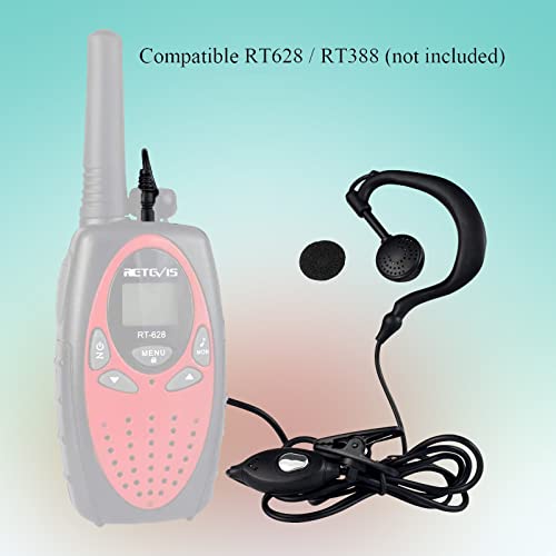 Retevis RT388 RT628 RT35 RT32 RT628B Talkie Walkie Enfants Exclusif Écouteur Compatible avec Retevis RT388 RT628 RT35 RT32 RT628B, Walkie Talkie Écouteur, 1Pin 2.5mm, Type G Casque (2 Pièces)