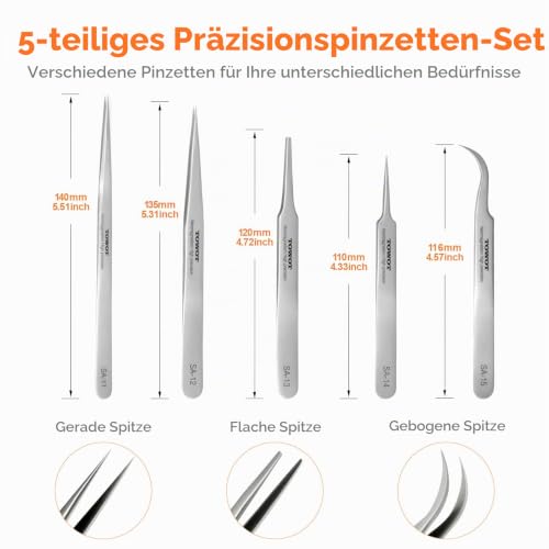 Industrielle Pinzette, Spitze Pinzette aus Edelstahl, Nicht magnetische Präzisionspinzette für Schweißarbeiten, experimentelle Arbeiten… – Ansicht 4