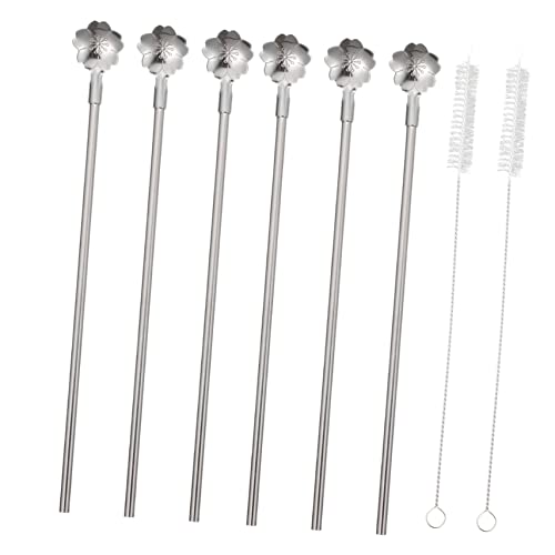 MOLUCKFU 8 Pcs Stainless Steel Straw Spoon Espresso Coffee Stirrer Reusable Cocktail Straws Stirring Spoon Bubble Tea Straw Coffee Straw Handle Bar Spoon Stirrers 304 Stainless Steel Silver