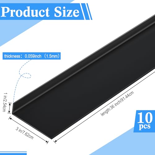 Image of Sasylvia 10 Pcs 3 x 1 x 36 Inches Wall Corner Protector Guards, Avoid Scratching Scuffs, Black Vinyl Corner Trim Molding, Ease Install & Cleaning for Door Countertop Furniture Cabinet Protection