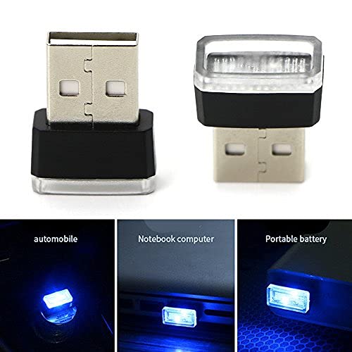 2Pcs Blue Color Universal Usb Interface Plug-In Miniature Night Light Led Car Interior Ambient Atmosphere Mini Lamps #TOP1