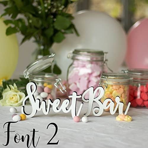 Luck and Luck Wedding Sweet Bar Wooden Table Sign white, Customisable Freestanding Table Decorations, Candy Table Sign, Wedding Decorations, Party Sign