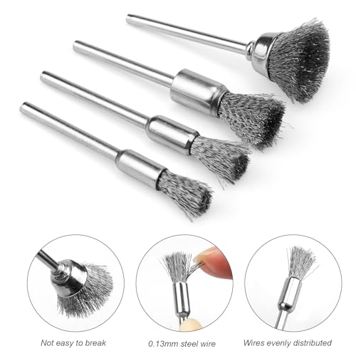 KLEHOPE Wire Brushes Cup Wheels 20 Pieces Coated Wire Brush Set for Dremel Rotary Tools Polishing Accessories for Rust Removal Stripping and Abrasive Drill Attachment - Image 3