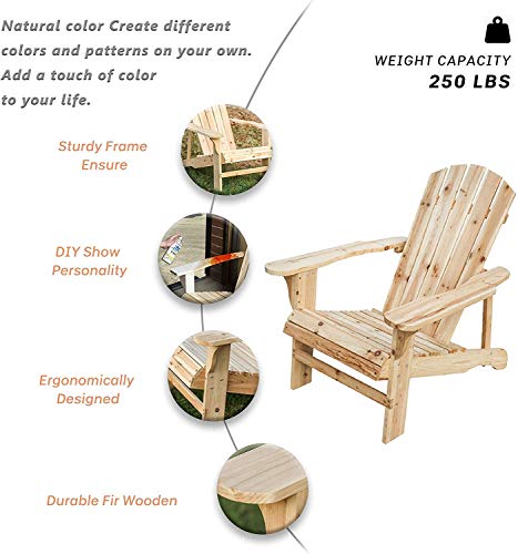 Lokatse Home Outdoor Natural Wood Adirondack Classic Chair For Patio #TOP5