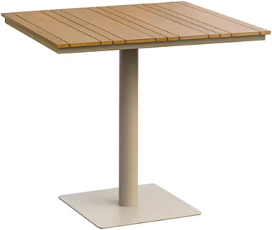 Outdoor Patio Dining Set Furniture with Chairs and Teak Wood Tabletop Square Table for Deck Garden Backyard Lawn Poolside(M)