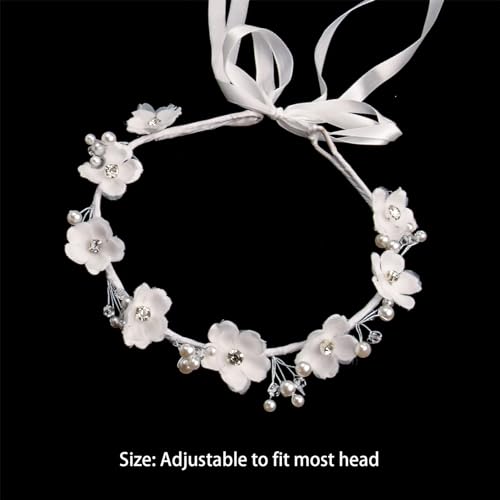 Merroyal Girls Communion Bow and Dangle Cross Charm with 24 Inch Veil on Hair Comb,with White Floral Crown3