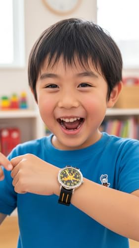 【時計の読み方を学べる】キッダス 知育腕時計 子供用 アナログ 日本語文字盤 5歳 6歳 7歳 小学生 入学祝い 卒園祝い 誕生日 プレゼント (T-Rex) 商品画像9