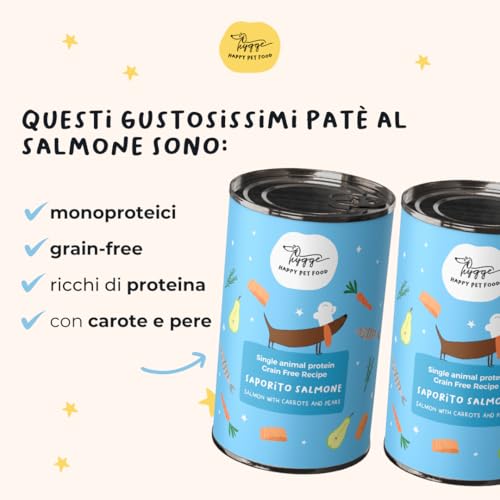 Nassfutter für Hunde ohne Getreide | Dosen Hund Lachs 12 x 400g | Hohe Qualität Monoprotein | Nassfutter Hund Sonderangebote | nachhaltig & pflegend Hygge Dog