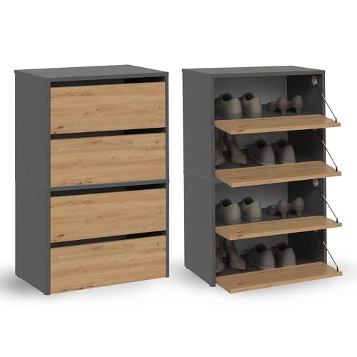 CDF Moderne Kommode Sideboard Holzoptik Dielenkommode Artisan Eiche & Anthrazit - Modo