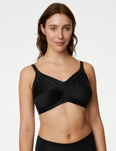 Image of Marks & Spencer Total Support Embroidered Full Cup Bra C-H T338020BLACK (38DD)
