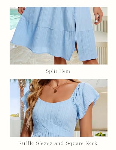 HomRain Women's Casual Wedding Dresses for Summer 2025, Vintage Graduation Square Neck Cocktail Beach Dress for Tea Party3
