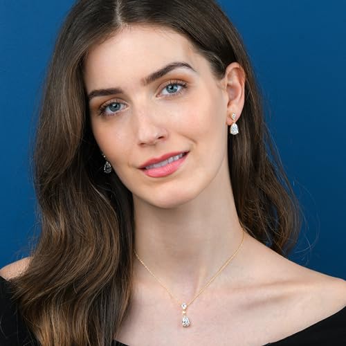 925 Sterling Silver Teardrop Earrings for Women with Colored and White Cubic Zirconia, Sterling Silver Drop Earrings for Women, Elegant Silver, Gold or Rose Gold Dangle Earrings,4