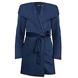 Tahari Women's Blue Wool Wrap Belted Coat Jacket, Blue, Medium