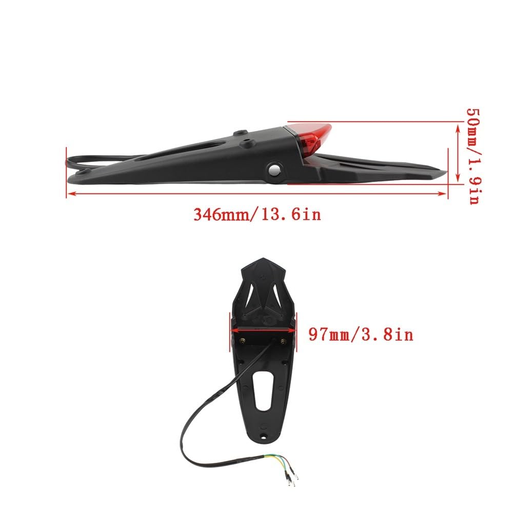 Luce Freno Posteriore Universale per Moto A LED, Fanale per Parafango Parti per Luci per Stop Luci Freno(Red)