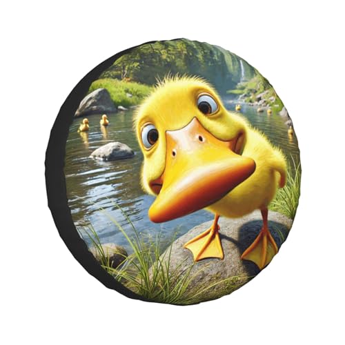 Image of Funny Duck Spare Tire Cover with Unique Print, Weatherproof Wheel Covers Tire Protector, Universal Fit for Rv, Trailer, SUV, Camper Vehicle