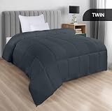 Utopia Bedding Comforters Twin Size, All Season Duvet Insert, Down Alternative Box Stitched Bed Comforter with Corner Tabs, Machine Washable (Grey)