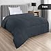 Utopia Bedding Comforters Twin Size, All Season Duvet Insert, Down Alternative Box Stitched Bed Comforter with Corner Tabs, Machine Washable (Grey)