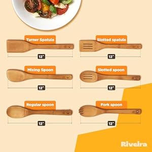Riveira Dark Bamboo Wooden Spoons for Cooking 6-Piece, Apartment Essentials Wood Spatula Spoon Nonstick Kitchen Utensil Set Premium Quality Housewarming Gifts for Everyday Use Riveira Dark Bamboo Wooden Spoons for Cooking 6 Piece Apartment Essentials Wood Spatula Spoon Nonstick Kitchen Utensil Set Premium Quality Housewarming Gifts for Everyday Use
