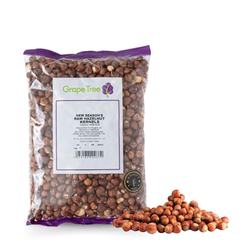 Grape Tree New Season Raw Hazelnut Kernels 1kg. Natural Whole Hazelnuts Raw Nuts & Organic Style Nut Food for Squirrels Birds & Wild Bird Feeders High Fibre Healthy Snack Baking & Cooking