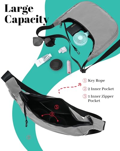 Image of Iioscre Medium Nylon Crossbody Crescent Bag for Women Men, 2 Zippers Crossbody Hobo Bag with Adjustable Strap & Inner Pockets