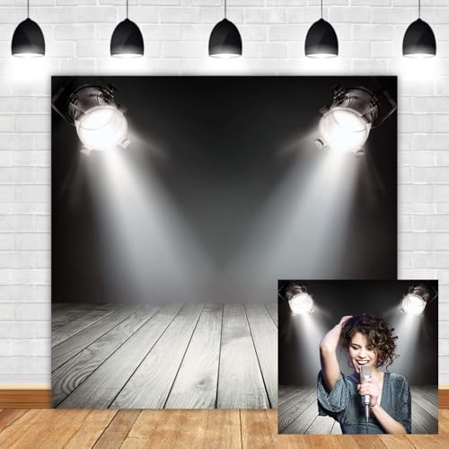 Leyiyi Stage Spotlight Backdrop 9x9ft Photography Background Two Black Spotlight