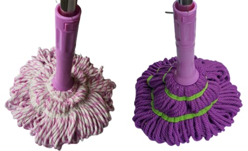 Balai à franges rotatif à 360° [uniquement] - Poignée télescopique en acier inoxydable - Rotation facile - Serpillière soignée et compacte, facile à essorer [seau non inclus] Cover