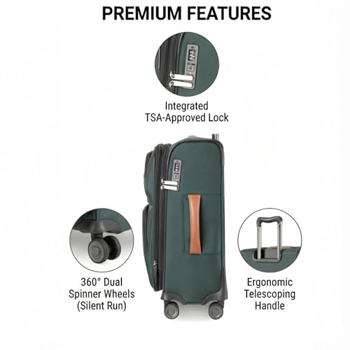 Image of Ricardo Beverly Hills Montecito 3.0 Softside Luggage Collection Expandable Suitcases with Wheels and TSA Lock, 25 inch Medium Check-in (Hunter Green, 25-inch Medium Check-in)