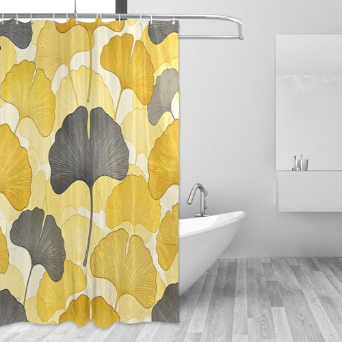 Rideau de douche ginkgo 183x183 cm en polyester lavable résistant à l'eau avec crochets - 3