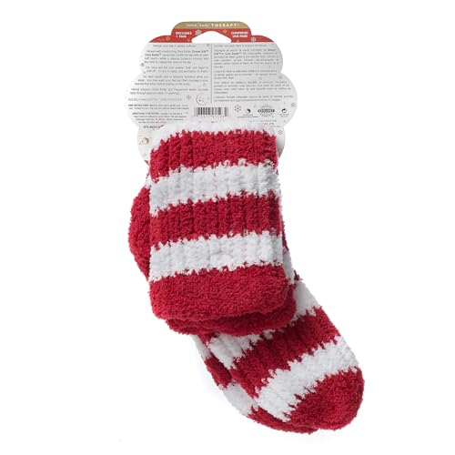Image of Earth Therapeutics Womens Moisture Dream Silk Cozy Socks One Size Red /white