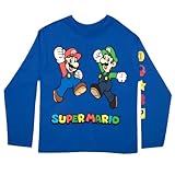 Nintendo Boys Super Mario Kart Long Sleeve Graphic Tee Shirt Top (4, Royal Blue)