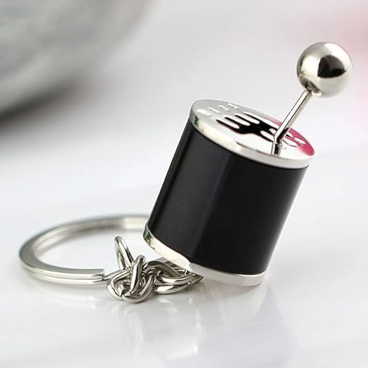 Image of 6-Speed Shifter Gear Keychain, Mini Car Gear Shift Stick Knob Keyring, Manual Transmission Gearbox Fob, Creative Metal Auto Part Keychain for Car Lovers, Black
