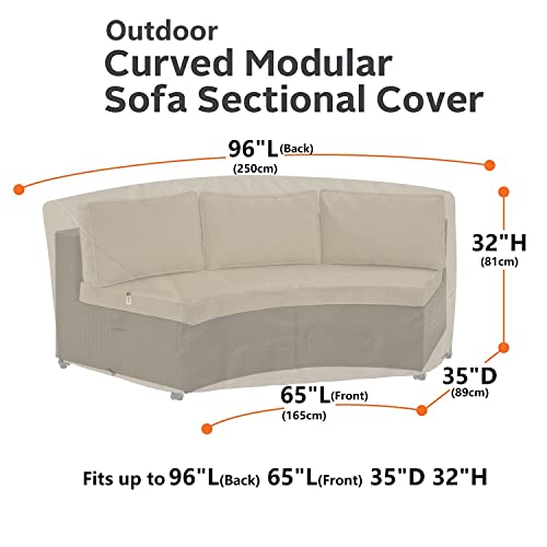 Flexiyard Curved Patio Furniture Cover For Outdoor Sectional Sofa, 96"(65") Reinforced Waterproof 600D Patio Sectional Couch Cover, Lawn Outside Garden Furniture Winter Protective Cover #TOP5