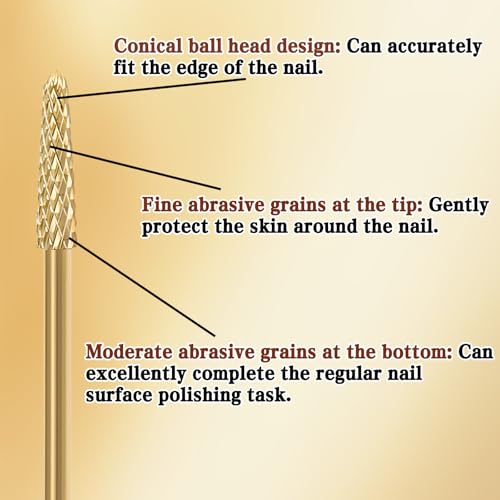 2Pcs 3/32\" Cuticle Bit Gel Remover Drill Bit, Remove Dead Skin Small Cone Clean Medium Grit Carbid Professional Manicure Tool for Electric Nail Drills Conical Accessories for Home Use Nail Salons