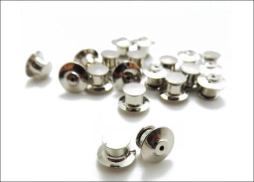 50 Premium Metal Locking Flathead Lapel Pin Back Clutch Clasp Fastener Spring Loaded No Tool Required