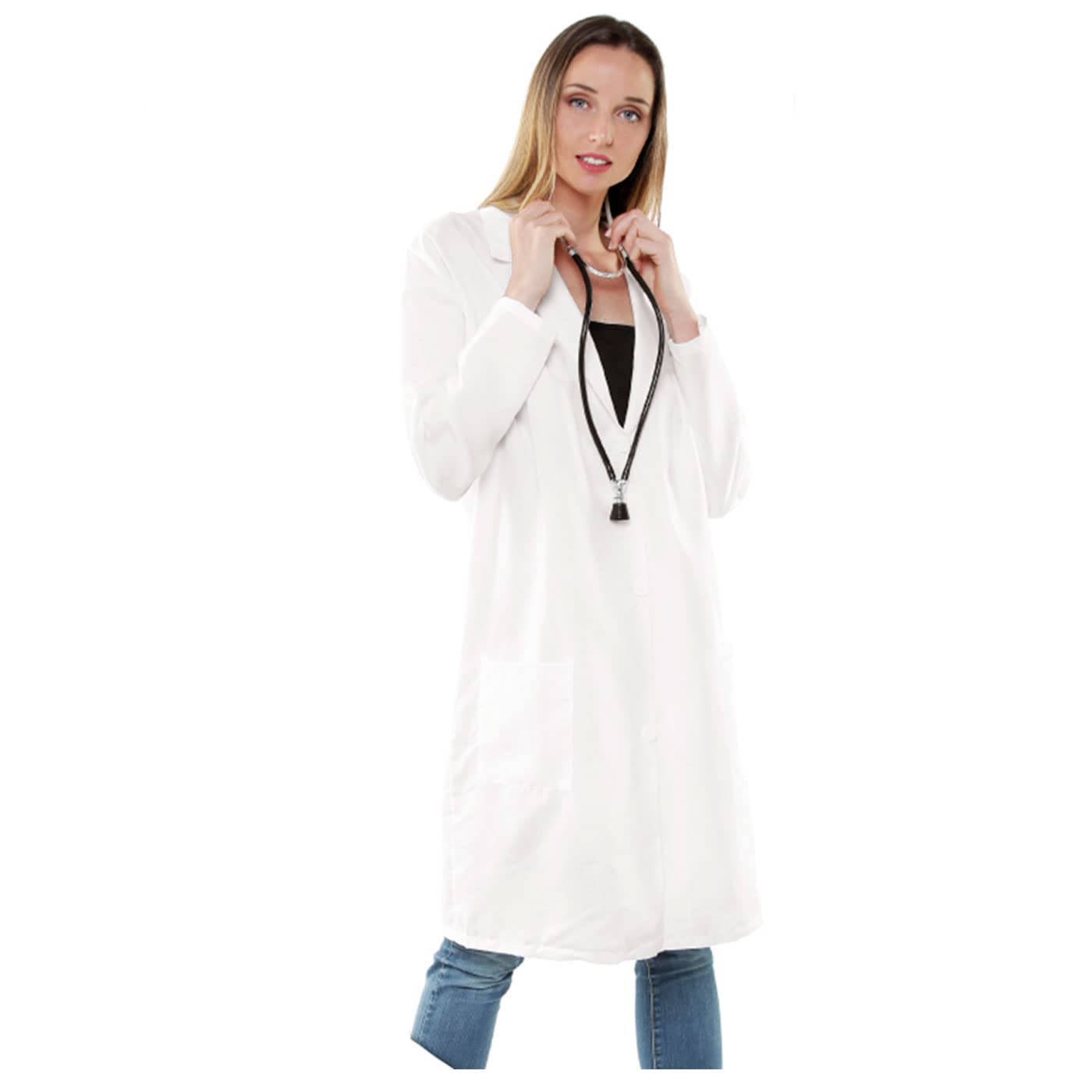 Acan Pack de 9 batas blancas. Disfraz doctor, médico. Talla L. Para carnaval, halloween, cosplay (L, Bata Blanca x 9)