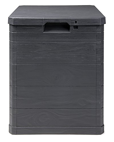 Ondis24 Aufbwahrungsbox Madera Mini Holz-Optik 90L abschließbar Truhe Kissenbox (Anthrazit)