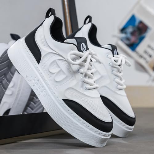 Mens Fashion Breathable Leather Lace Up Platform Sneakers Casual Non-Slip Round Toe Sneakers for Walking Sport Work Driving2