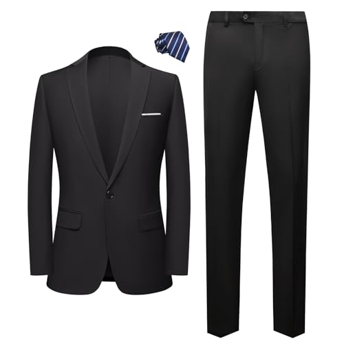 Mens 2 Piece Suits Classic Fit 1 Button Dress Suits Tuxedo Jacket Blazer for Wedding Business Dinner Prom4