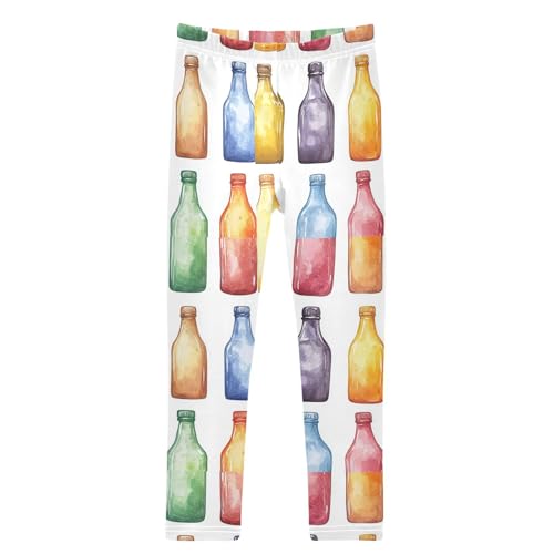 Watercolor Colorful Bottles Girls Leggings Kids Yoga Pants Dance Active Tights 4T