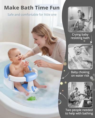 image for ONTHEWEI Baby Bath Seats for Babies Sitting Up, Non-Slip Baby Bathtub 