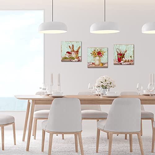 KREATIVE ARTS 3 Piece Kitchen Wall Art Set Fork Spoon Poster Painting on Canvas Wall Pictures for Modern Farmhouse Dining Room Decor Framed Ready to Hang Each Size 12 x 12 (Small) by KREATIVE ARTS - Used condition - Image 3