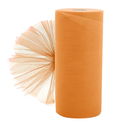 Pomarańczowy materiał tiulowy 30 cm x 92 m Penbinmall tiulowa rolka tiulowa tkanina dekoracyjna taśma dekoracyjna przezroczysta dekoracja na krzesło bieżnik z siatki tiulowej z siateczki, materiał