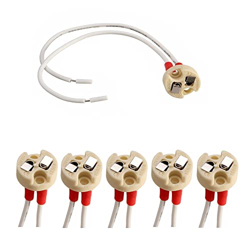 OMTO MR16 GU5.3 GY6.35 Lamp Socket, Common to Miniature Bi-Pin Base G4 G6.35 GX5.3 GZ4 MR11, LED Halogen Incandescent Led Socket Ceramic Body Lamp holder (12-PACK) (6-PACK)