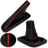 Schaltsack und Handbremssack aus Kunstleder Farbe Schwarz/Rot leder mit Schaltgetriebe