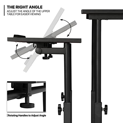 Monibloom A20-DS-003-BK-BK Mobile Desk Workstation Height Adjustable Rolling Laptop Stand Table With Wheels For Home Office Laptop Cart, Computer Desk thumb #4