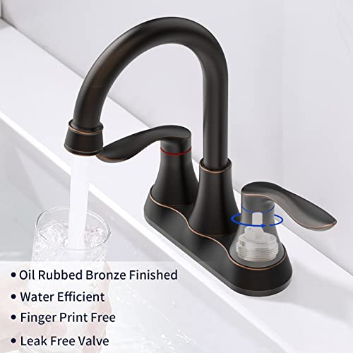 Bathroom Faucet Oil Rubbed Bronze 2-Handle Bathroom Sink Faucet 360 Degree High Arc Swivel Spout Centerset 4 Inch Vanity Faucet With Drain & Hoses Rv Bathroom Faucet 3 Holes Lavatory Faucet #TOP2