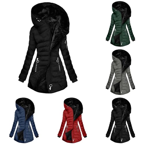 Générique Manteau D'hiver Chaud Doudoune à Capuche Pour Femmes Veste Matelassée épaisse En Coton Avec Extérieur Peluche Ski Et Snowboard Fourrure Veste...
