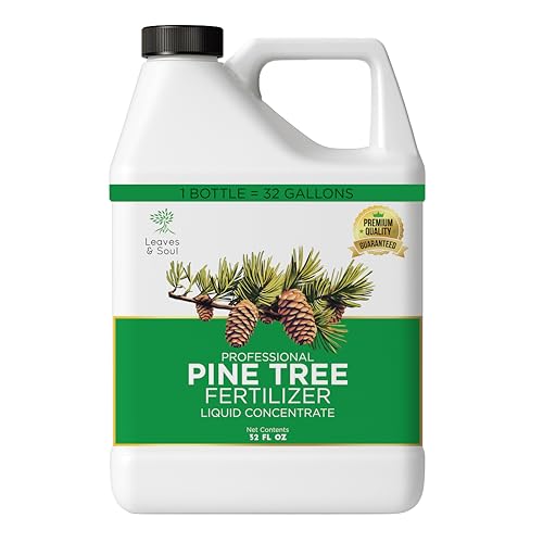 Leaves and Soul Professional Pine Tree Fertilizer Liquid Concentrate - 6-4-6 Blend for Pine, Garden Use - Liquid Plant Food for Pine Trees and Shrubs Outdoors - 32oz