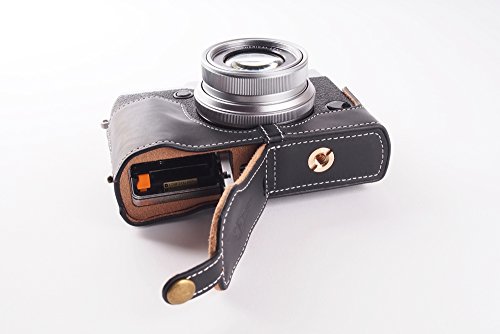 Sac demi étui cuir Fujifilm X30 TP avec ouverture batterie inférieure noire