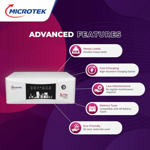 Image of Microtek XXTRA Power VTURBO NEW 2100 24V SW Pure Sine Wave Inverter for Home,1650VA Power Backup, Supports 24V Dual Battery System, Ideal for Lights, Fans, TV, Router & Laptop, 230V Output